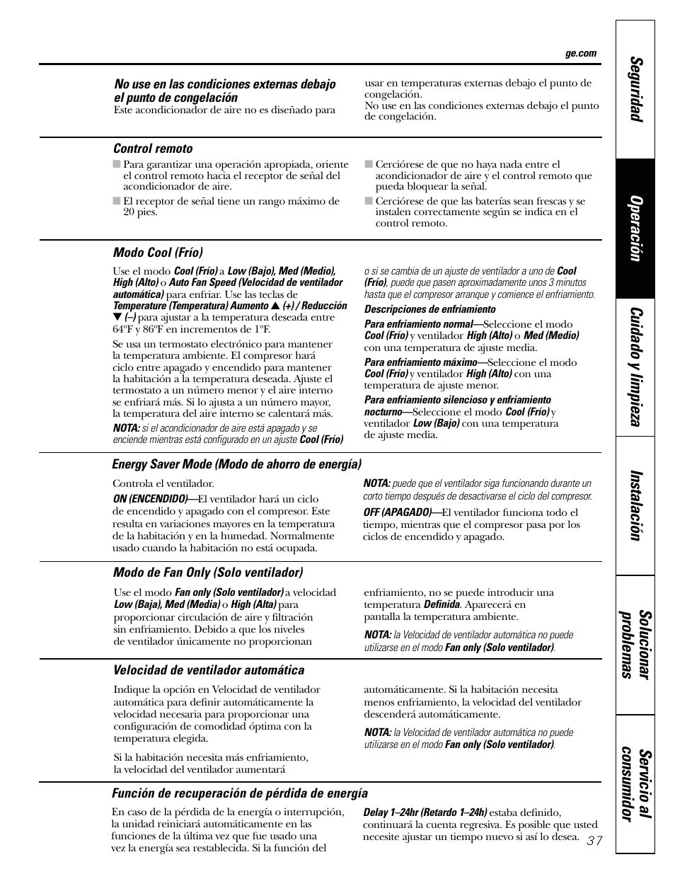 GE AEQ06LQ User Manual | Page 37 / 48