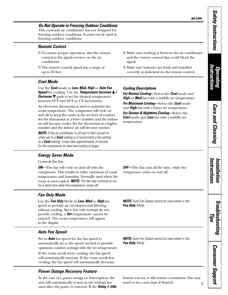 GE AEQ06LQ User Manual | Page 5 / 48