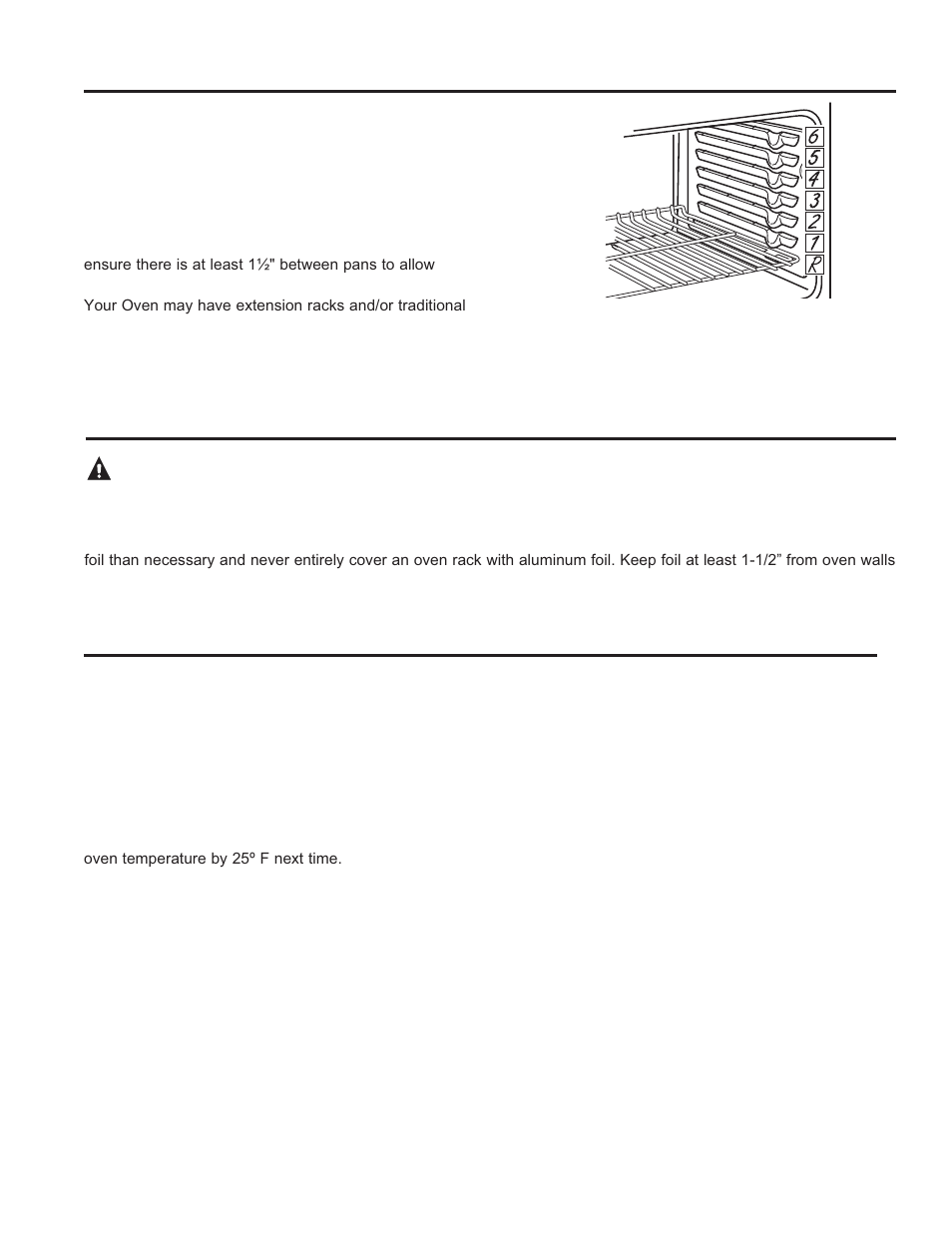 Oven racks, Cookware, Aluminum foil and oven liners | Caution | GE JBS10GFSA User Manual | Page 14 / 56