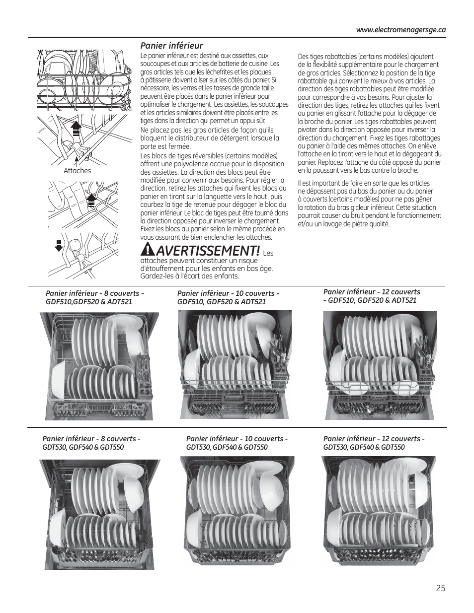 Avertissement | GE GDF510PGDBB User Manual | Page 25 / 48