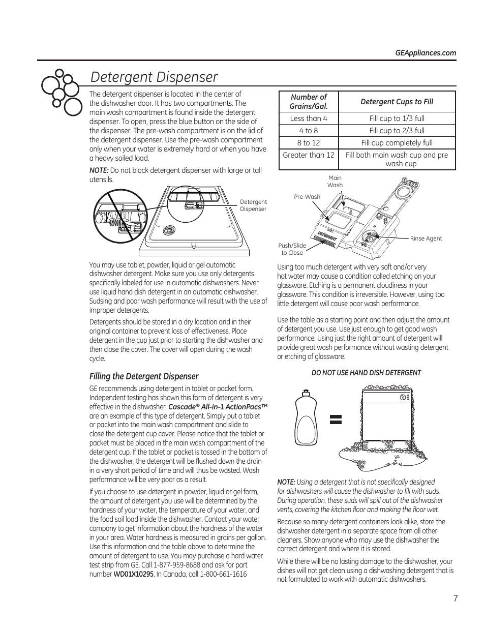 Detergent dispenser | GE GDF510PGDBB User Manual | Page 7 / 48