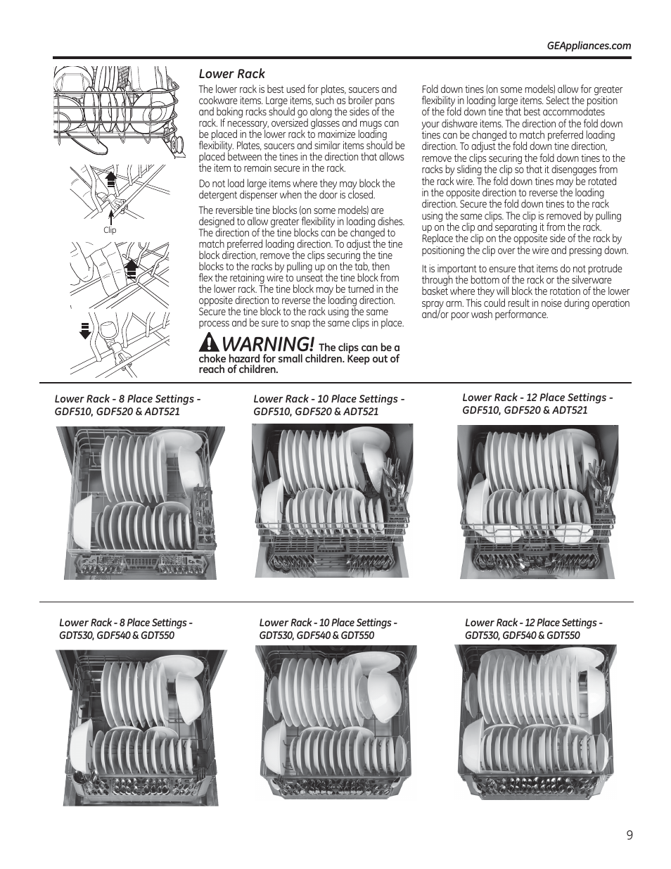 Warning | GE GDF510PGDBB User Manual | Page 9 / 48