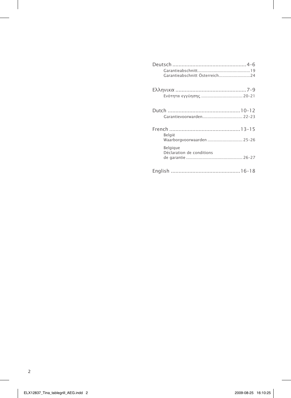 12 b a c 4 3 | AEG TG340 User Manual | Page 2 / 28