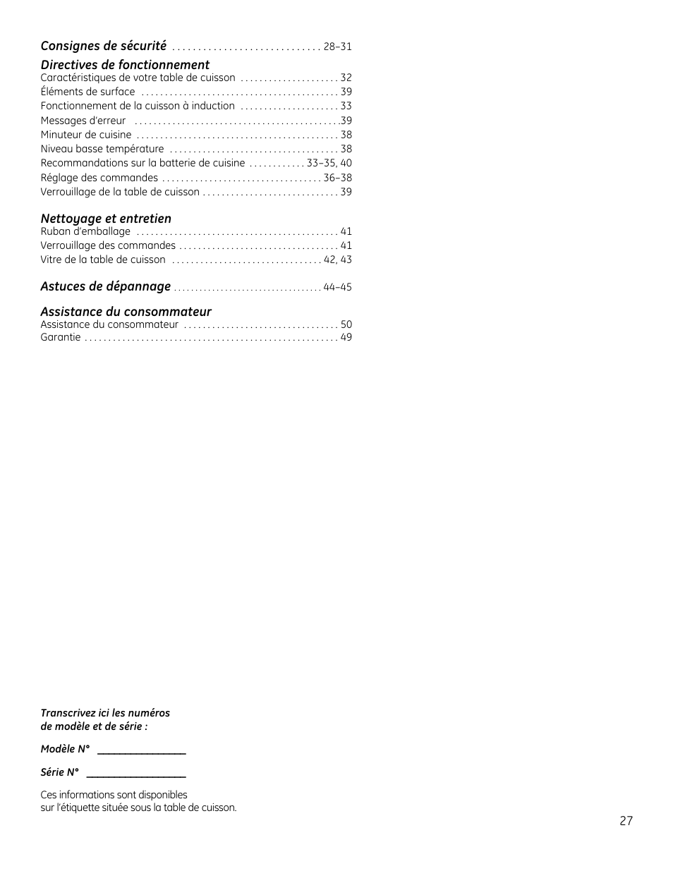 Directives de fonctionnement, Nettoyage et entretien, Assistance du consommateur | GE PHP900DMBB User Manual | Page 27 / 72