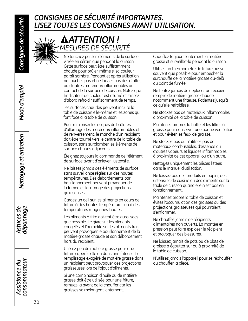 Attention | GE PHP900DMBB User Manual | Page 30 / 72
