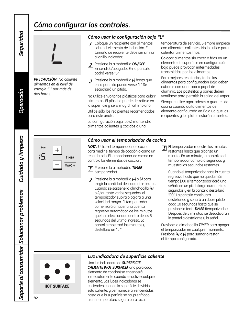 Cómo configurar los controles | GE PHP900DMBB User Manual | Page 62 / 72
