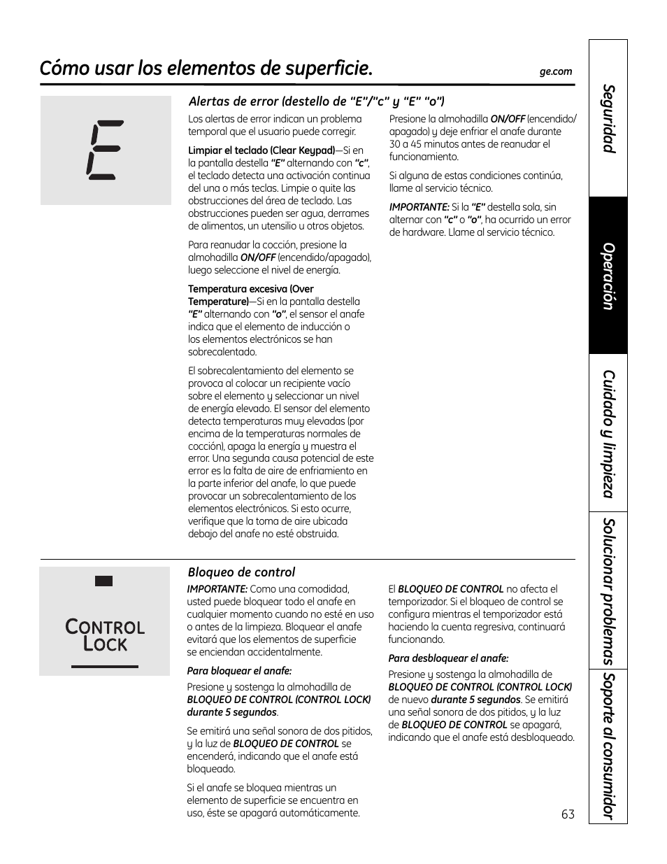 Cómo usar los elementos de superficie | GE PHP900DMBB User Manual | Page 63 / 72