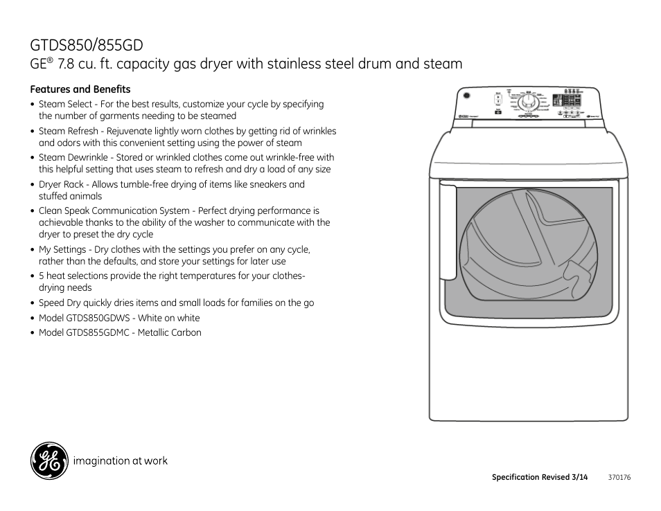 GE GTDS850GDWS User Manual | Page 4 / 4