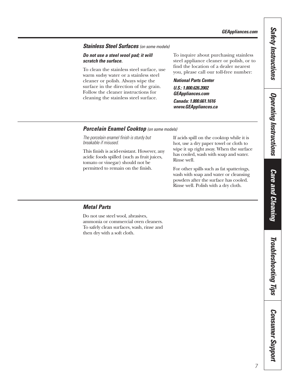 GE JP328BKBB User Manual | Page 7 / 48