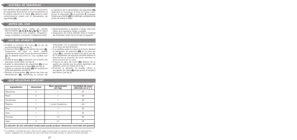 17 sistema de seguridad | Moulinex ENTSAFTER XXL JU650G User Manual | Page 19 / 60