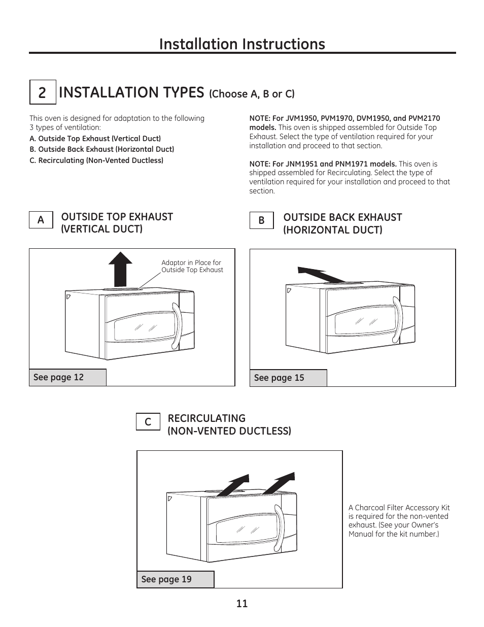 Installation instructions 2 | GE JVM7195EFES User Manual | Page 11 / 48