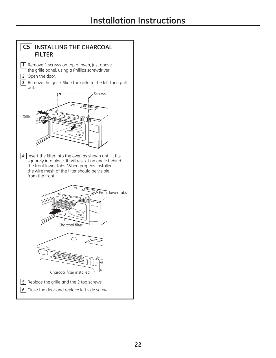 Installation instructions | GE JVM7195EFES User Manual | Page 22 / 48