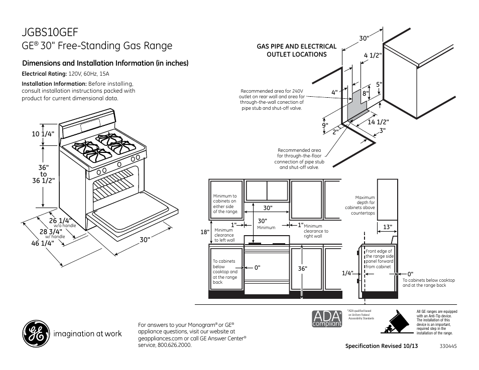 GE JGBS10GEFSA User Manual | 2 pages