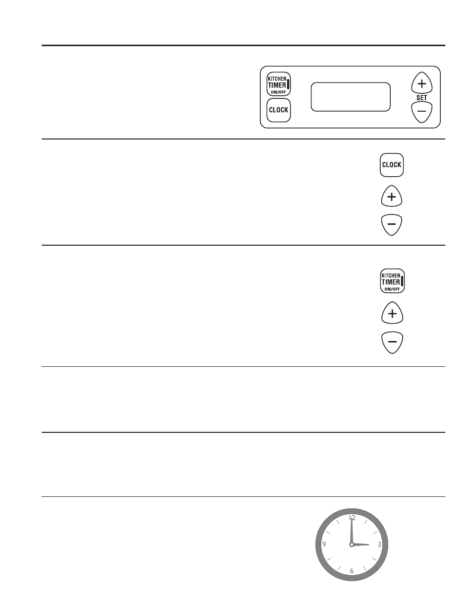 Using the clock and timer, Using the o ven: using the clock and timer, Display clock while kitchen timer is operating | Clock (on some models) | GE JGBS10DEFCC User Manual | Page 12 / 48
