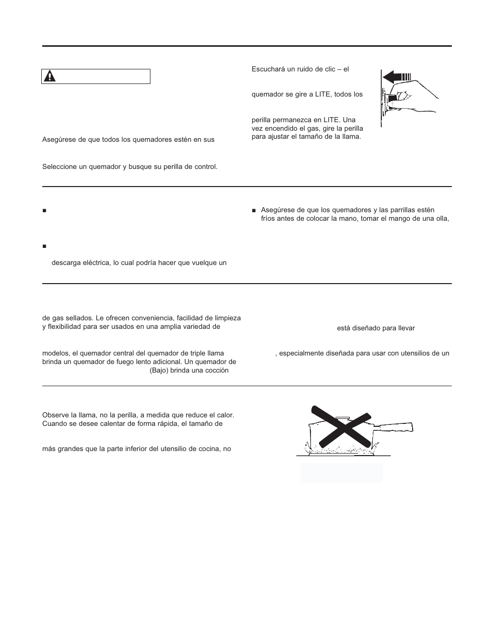 Quemadores, Advertencia | GE JGBS10DEFCC User Manual | Page 34 / 48