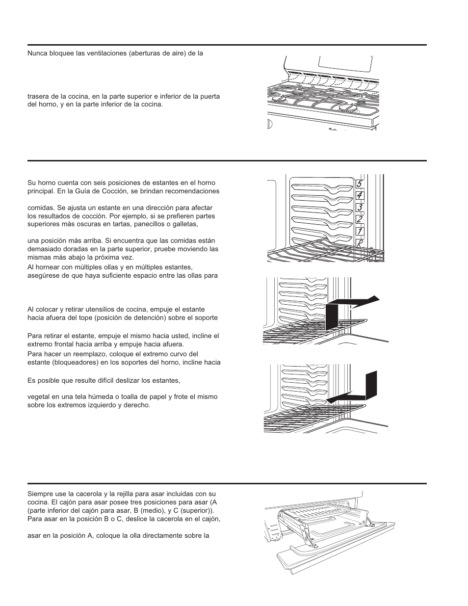 Estantes del horno, Cajón para asar | GE JGBS10DEFCC User Manual | Page 37 / 48