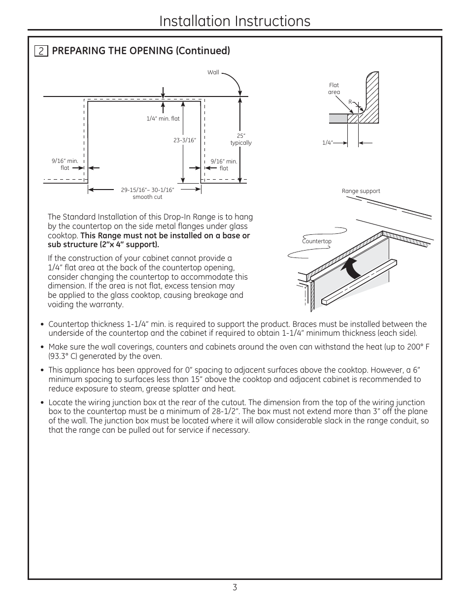 It] preparing the opening (continued), Installation instructions | GE JD750SFSS User Manual | Page 3 / 24