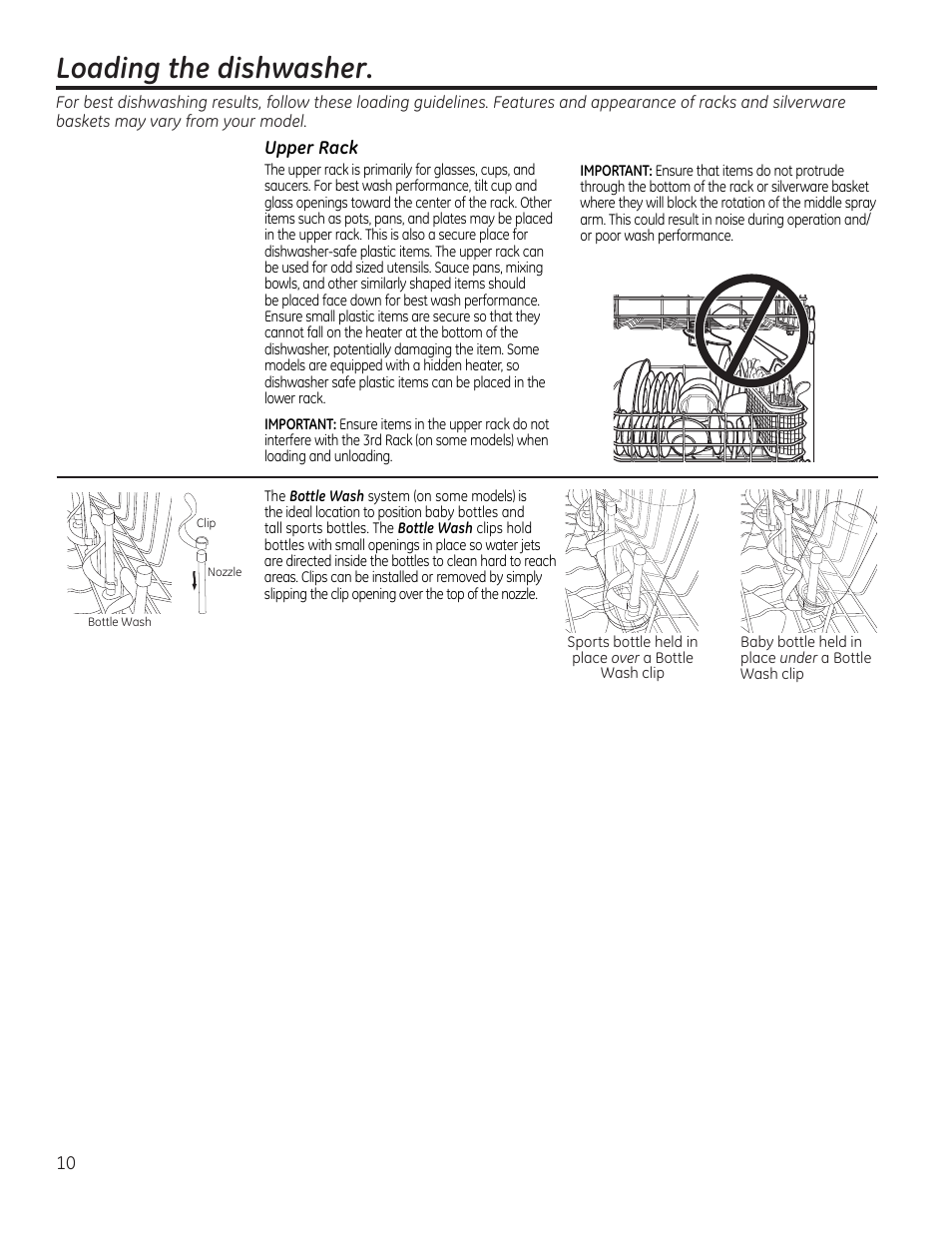 Loading the dishwasher | GE PDT760SIFII User Manual | Page 10 / 96