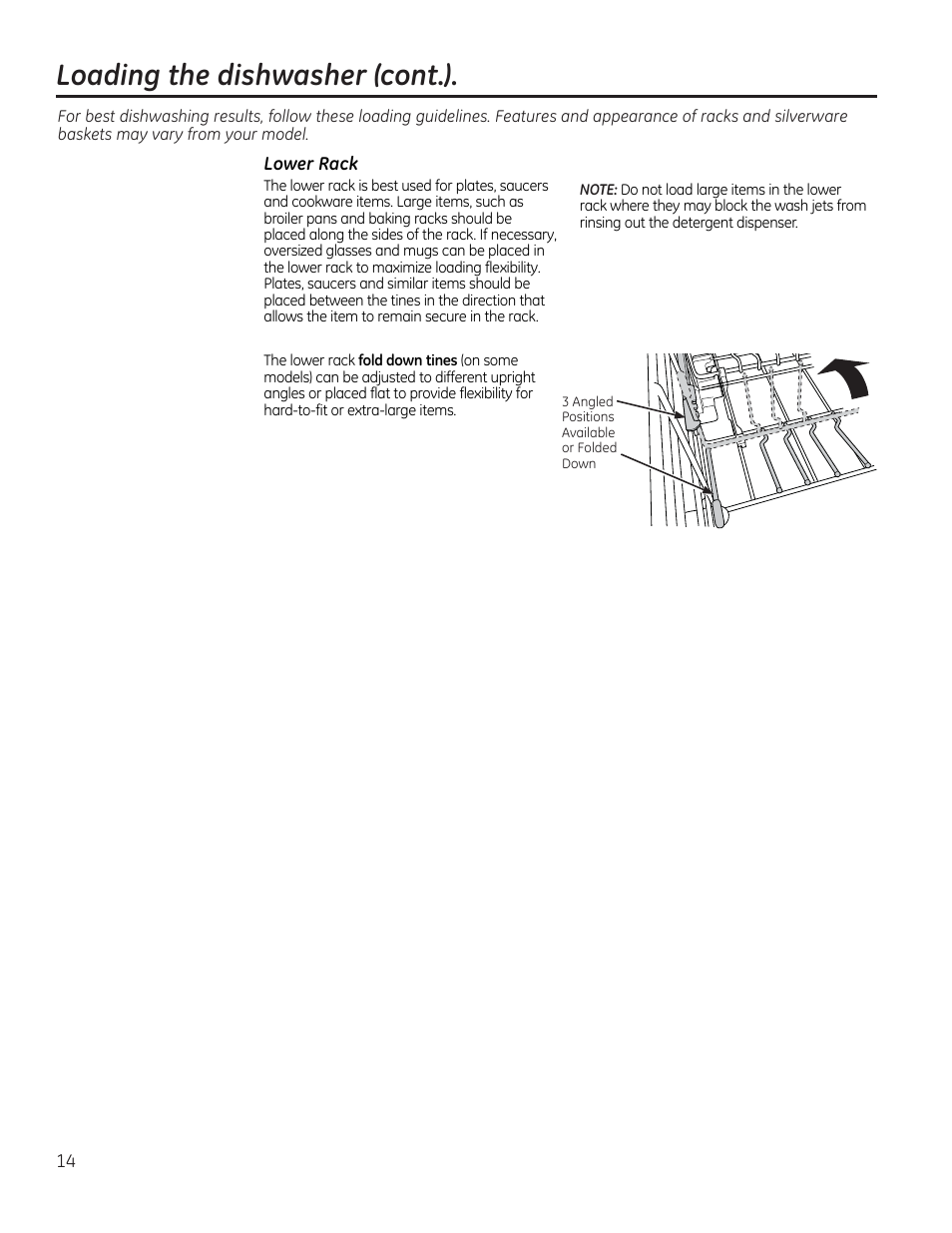 Loading the dishwasher (cont.) | GE PDT760SIFII User Manual | Page 14 / 96