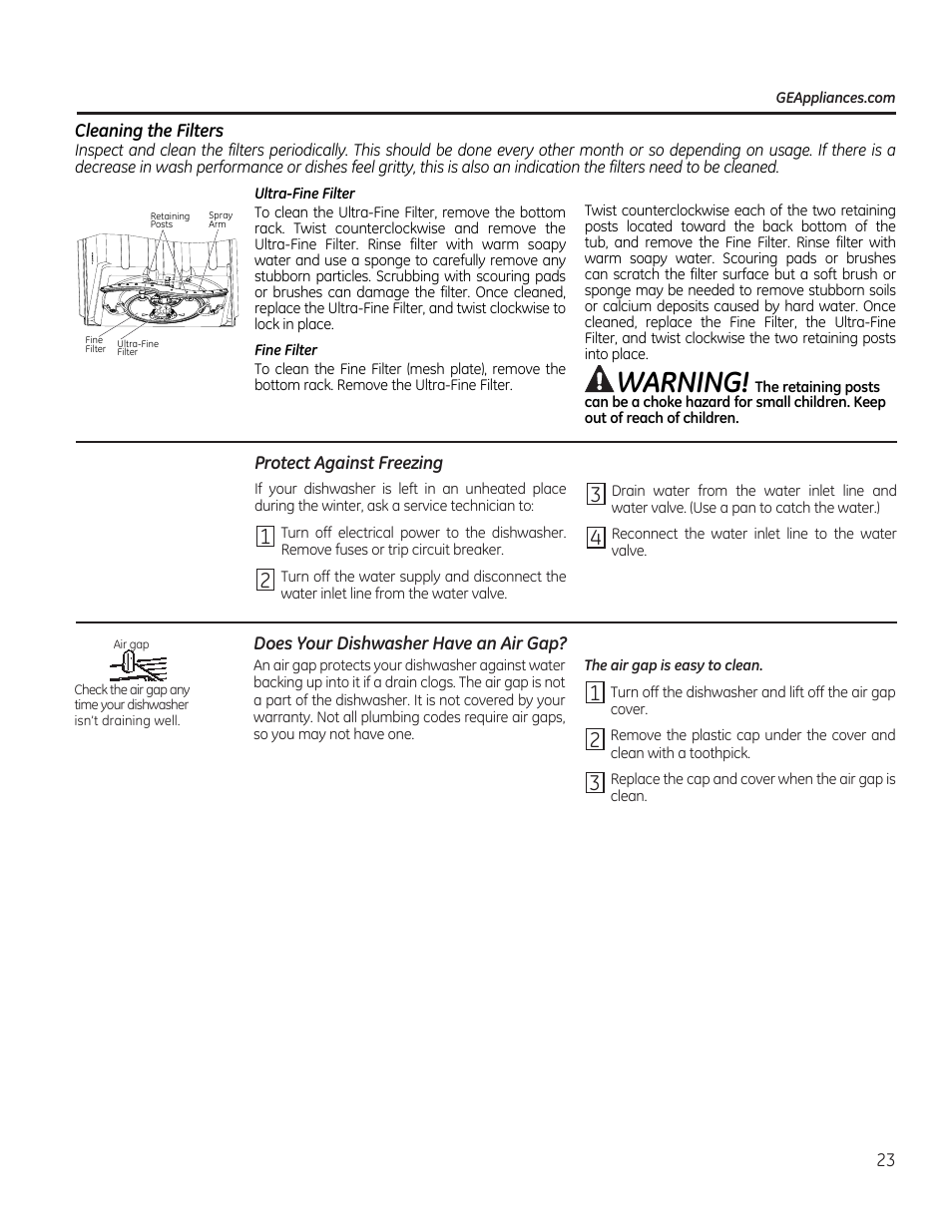 Warning | GE PDT760SIFII User Manual | Page 23 / 96