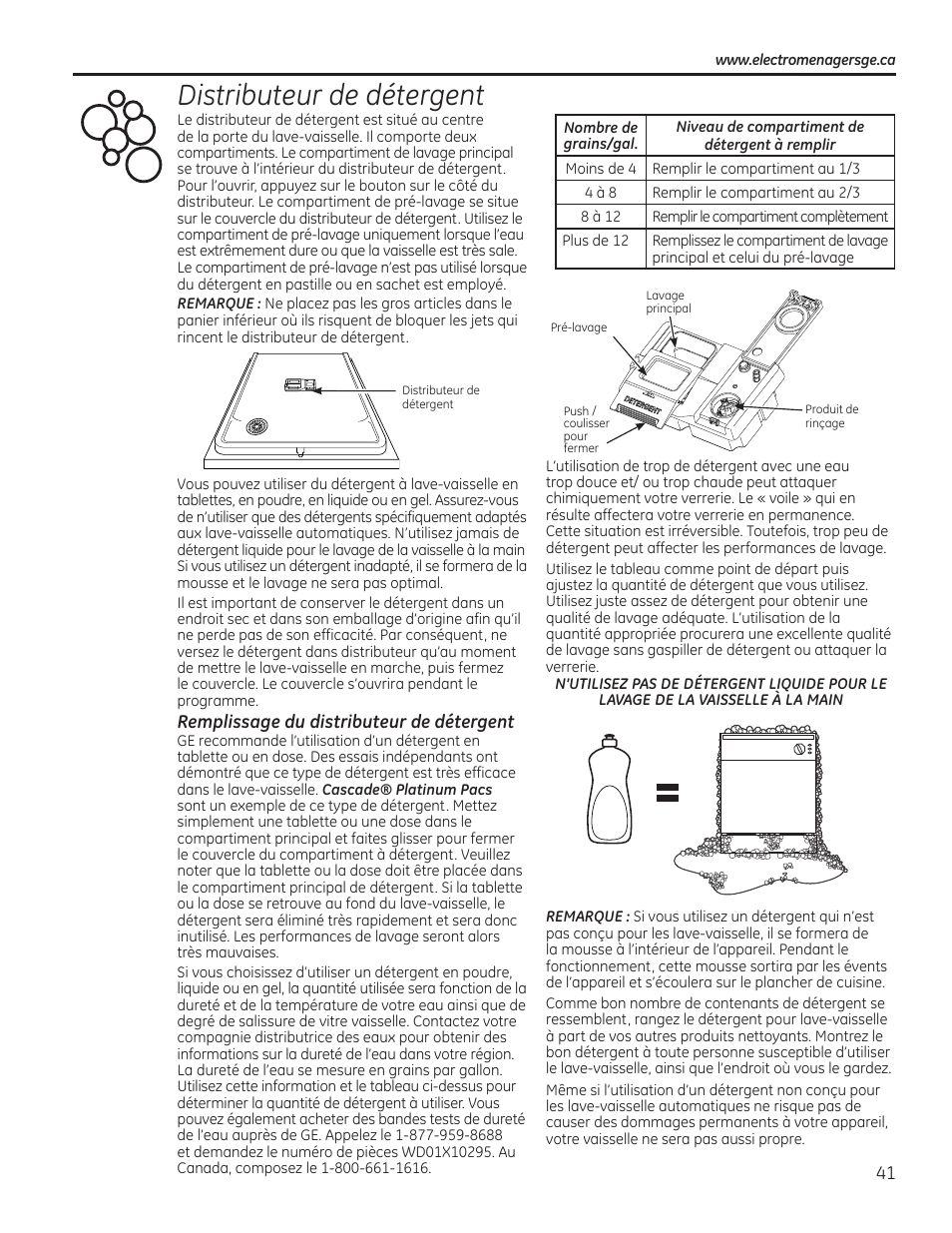 Distributeur de détergent | GE PDT760SIFII User Manual | Page 41 / 96