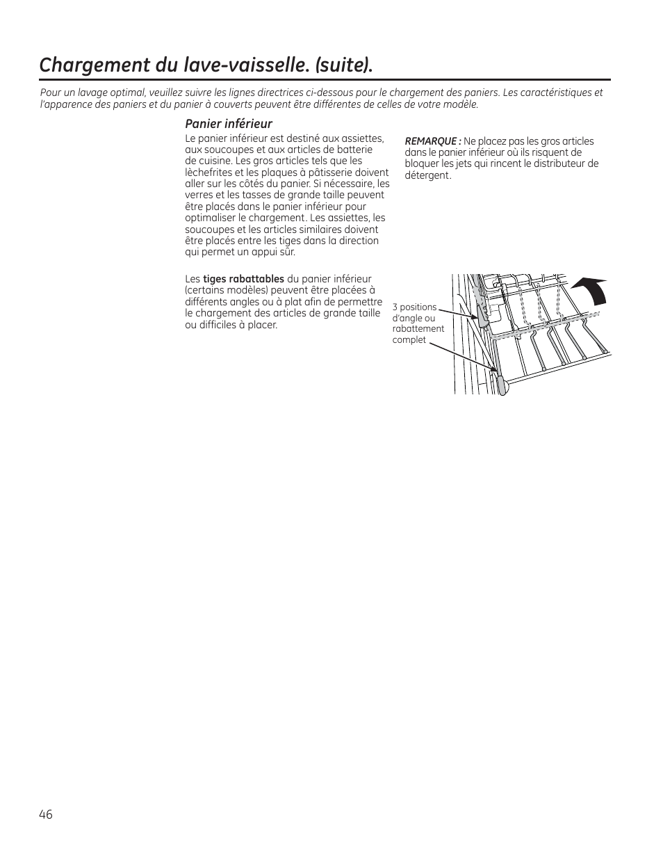 Chargement du lave-vaisselle. (suite) | GE PDT760SIFII User Manual | Page 46 / 96