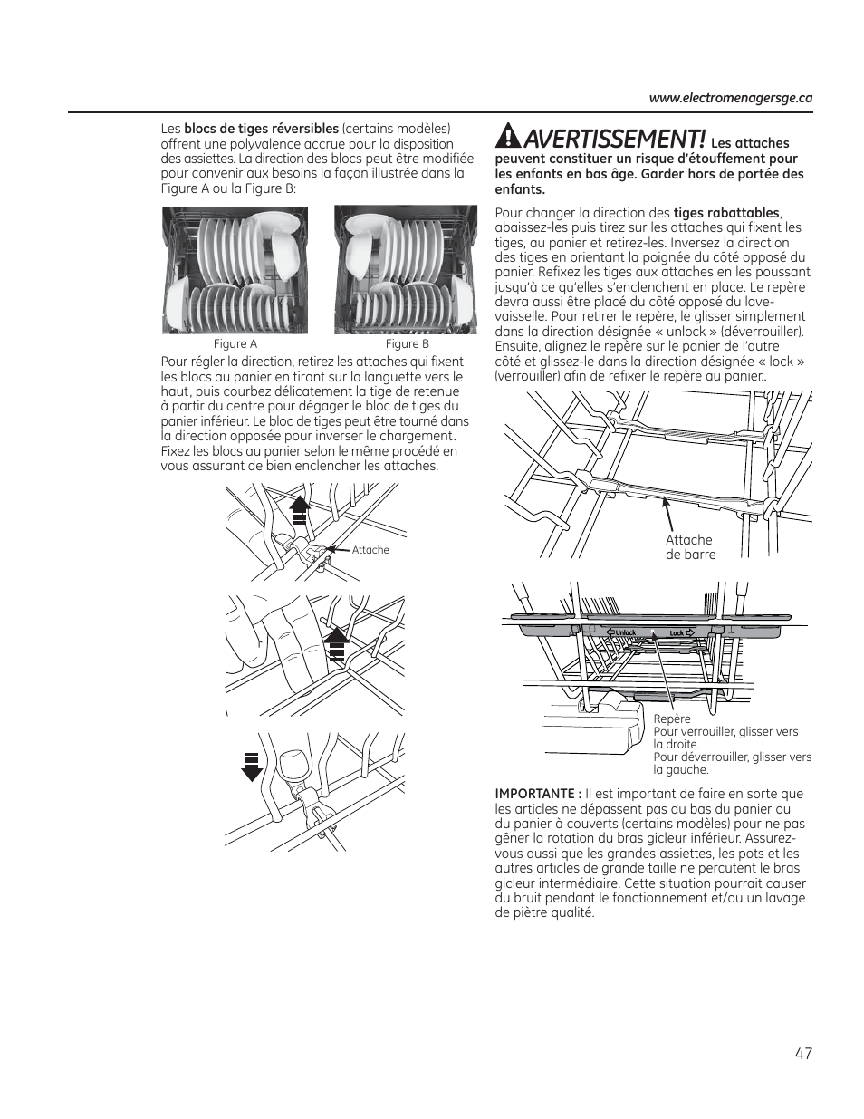 Avertissement | GE PDT760SIFII User Manual | Page 47 / 96