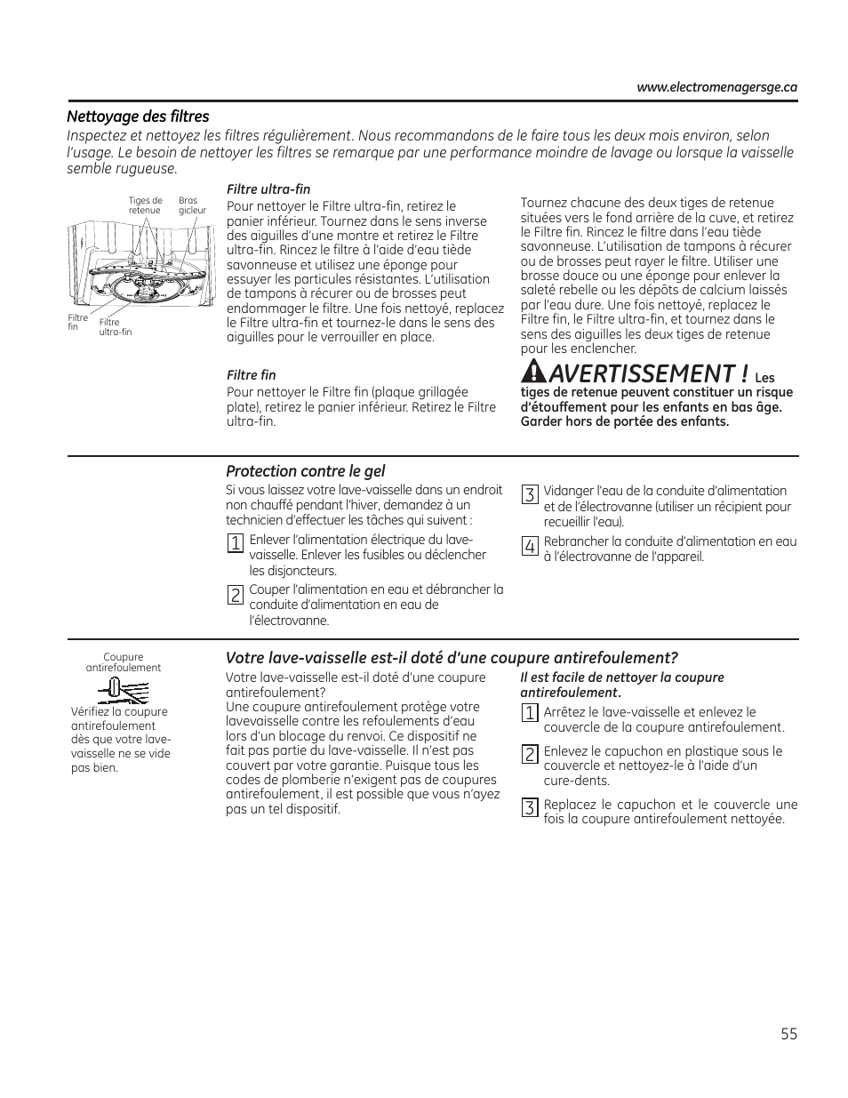 Avertissement | GE PDT760SIFII User Manual | Page 55 / 96