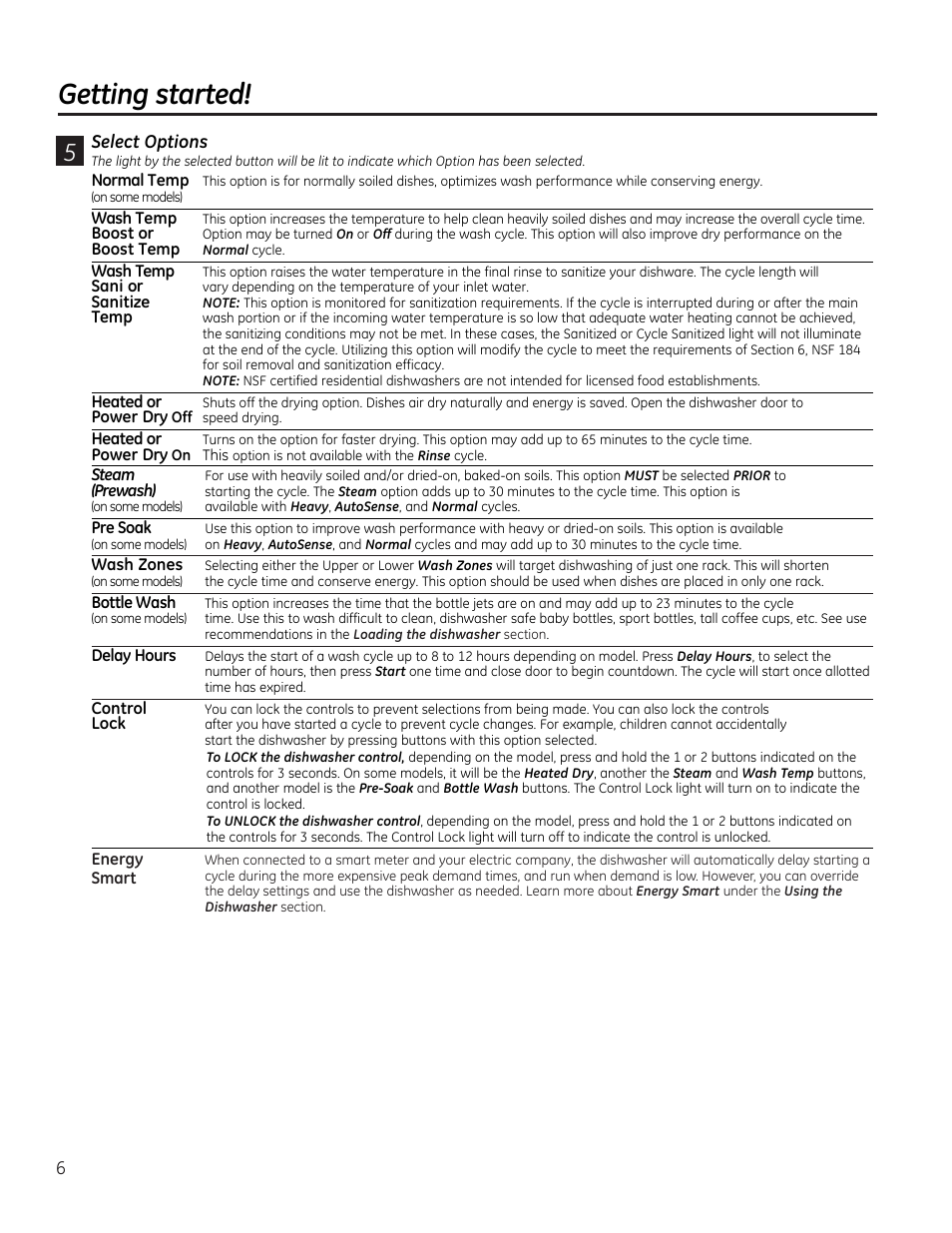 Getting started | GE PDT760SIFII User Manual | Page 6 / 96