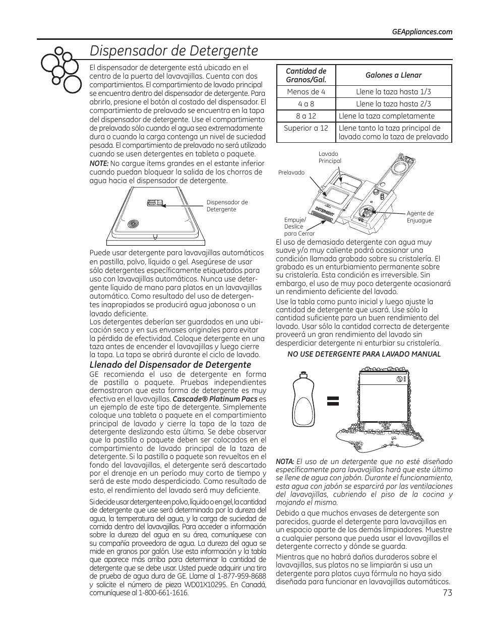 Dispensador de detergente | GE PDT760SIFII User Manual | Page 73 / 96