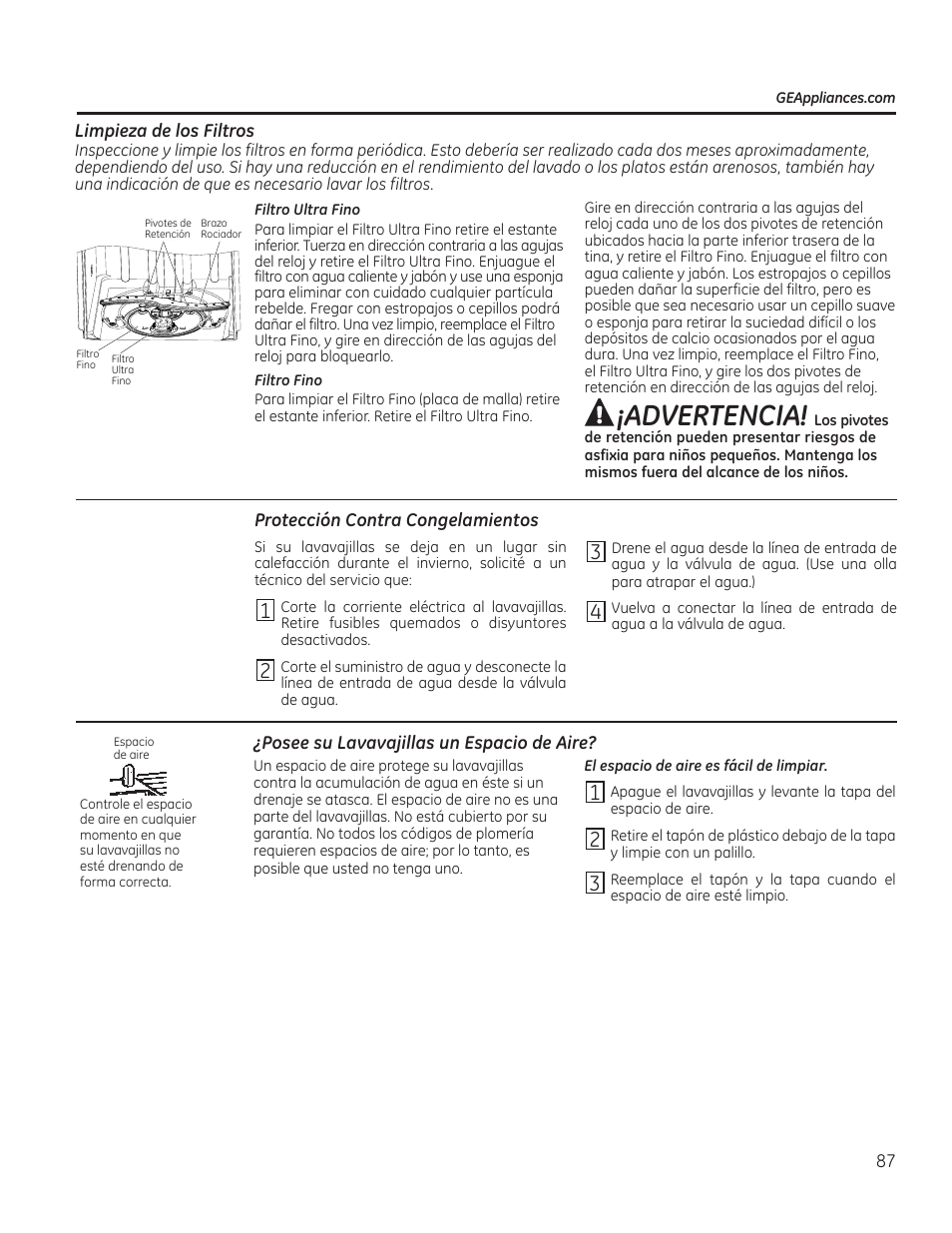 Advertencia | GE PDT760SIFII User Manual | Page 87 / 96
