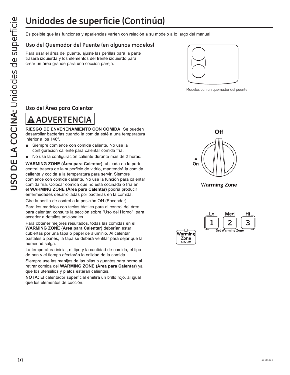 Advertencia | GE JS750DFWW User Manual | Page 42 / 64