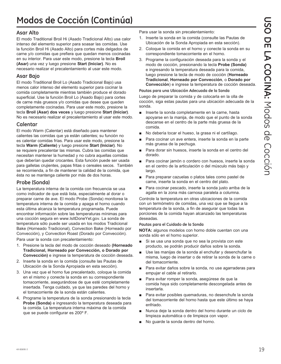 Modos de cocción (continúa) | GE JS750DFWW User Manual | Page 51 / 64