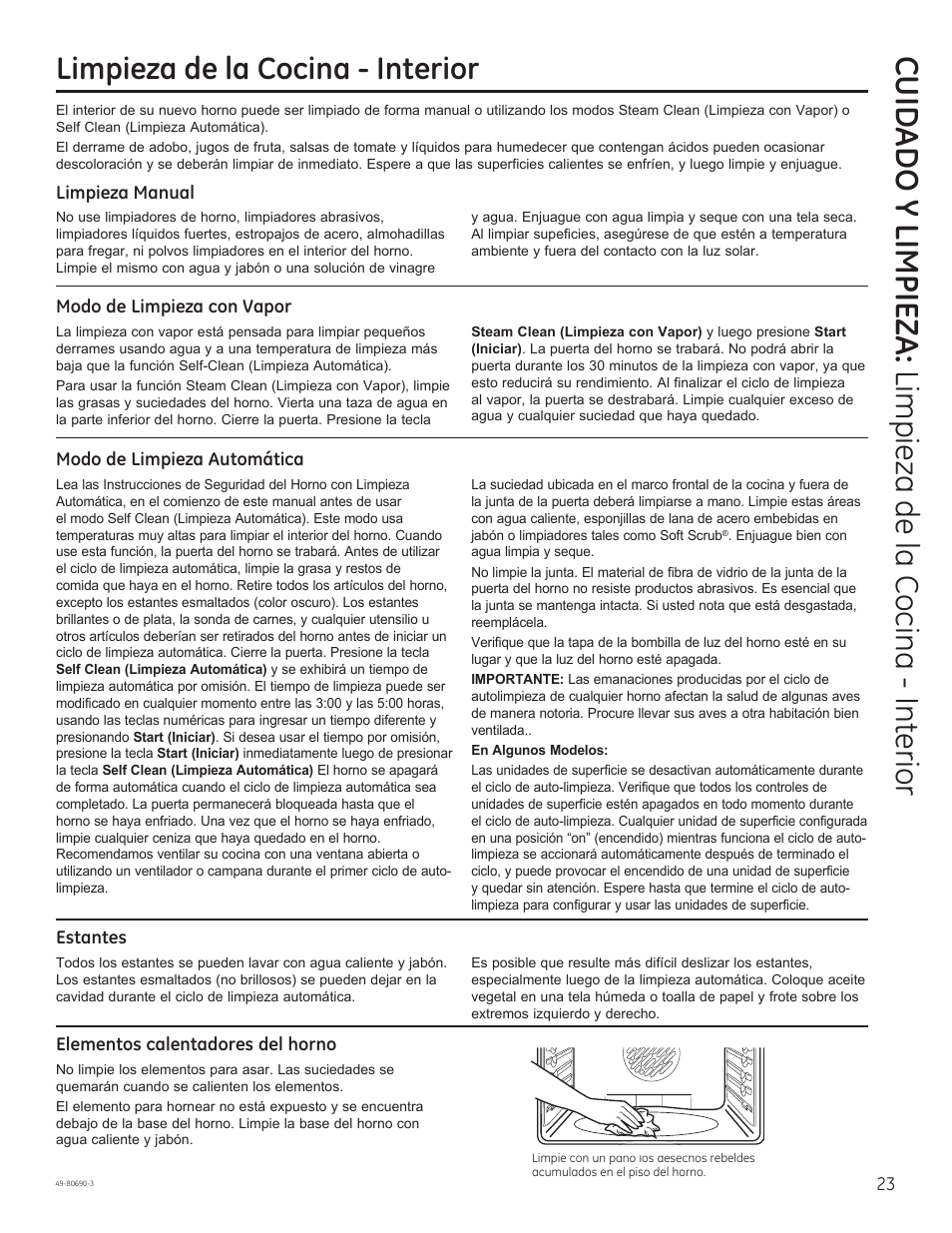 Limpieza de la cocina - interior | GE JS750DFWW User Manual | Page 55 / 64