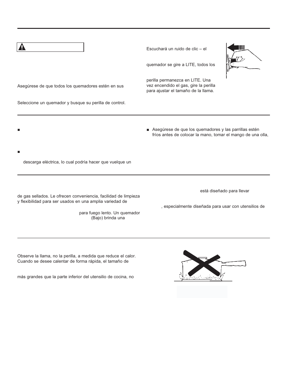 Quemadores, Advertencia | GE JGB630DEFCC User Manual | Page 37 / 56