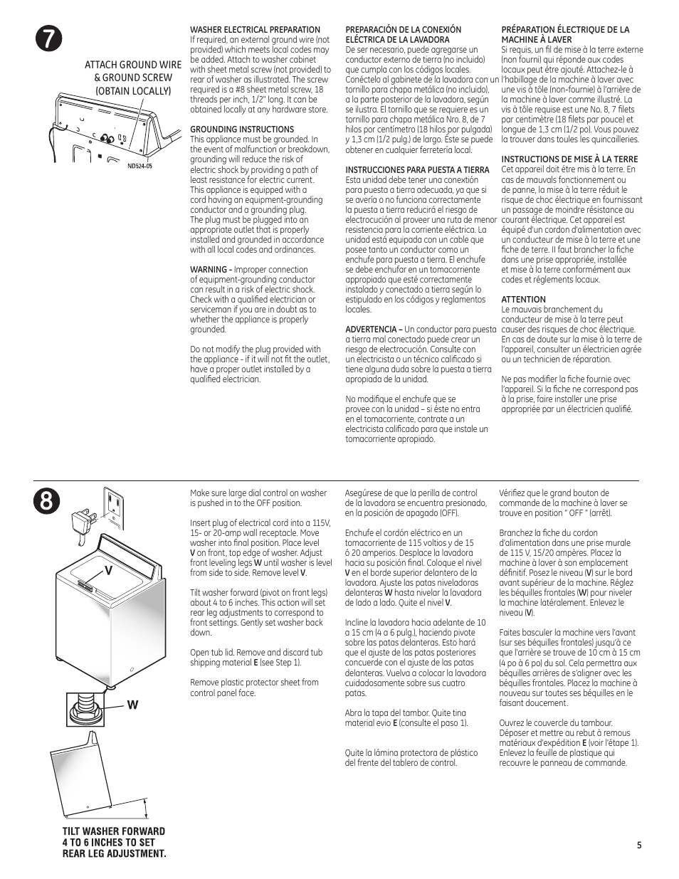 GE GTWN4950FWW User Manual | Page 5 / 6