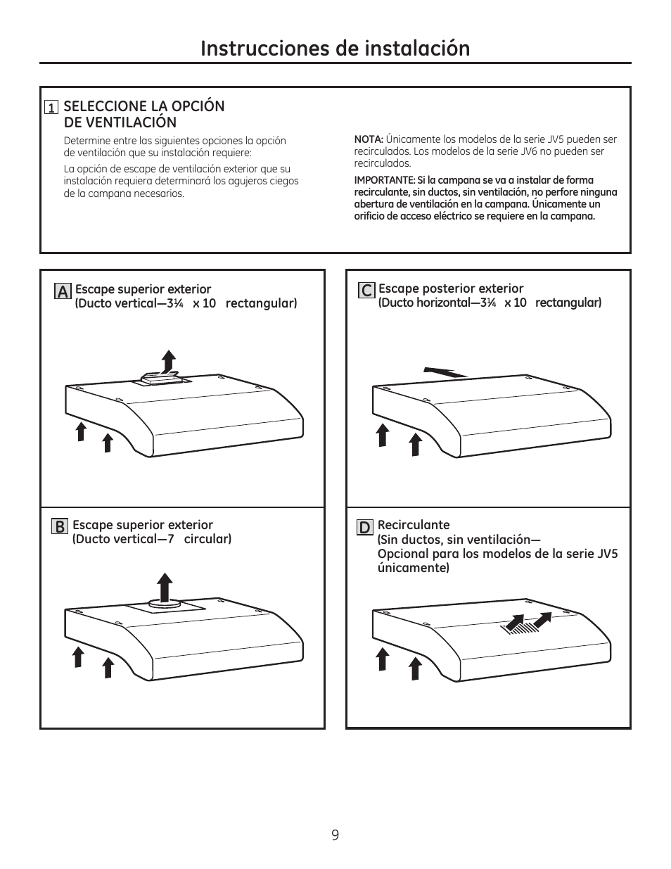 Instrucciones de instalación, Ac b | GE JV536HSS User Manual | Page 29 / 40