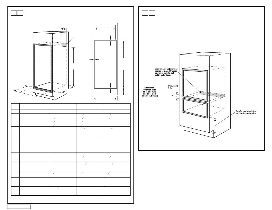 Abertura para hornos dobles (2 hornos térmicos) | GE 30 Electric Built-In Wall Ovens User Manual | Page 11 / 16