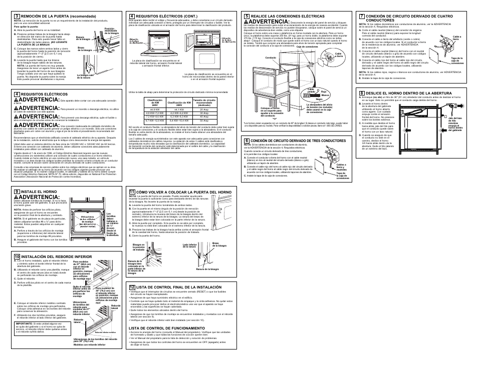 Advertencia | GE PT970SRSS User Manual | Page 4 / 4