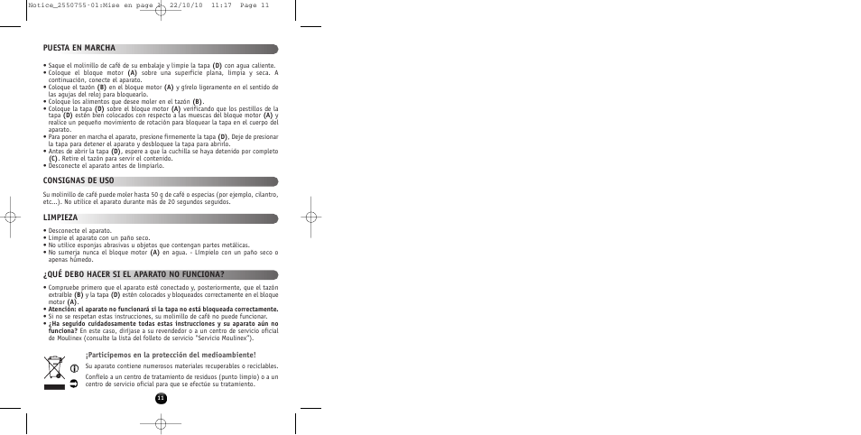 Moulinex KAFFEEMÜHLE AR100G User Manual | Page 13 / 38