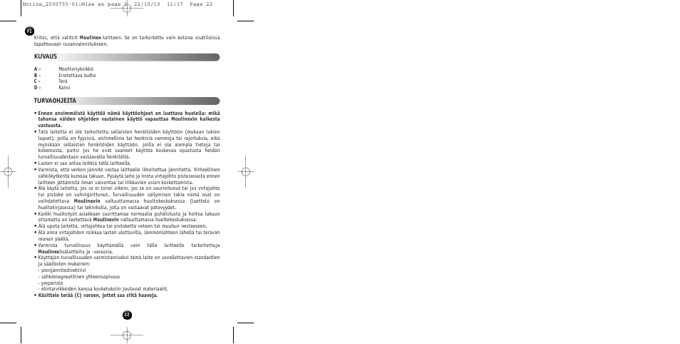 Kuvaus turvaohjeita | Moulinex KAFFEEMÜHLE AR100G User Manual | Page 24 / 38