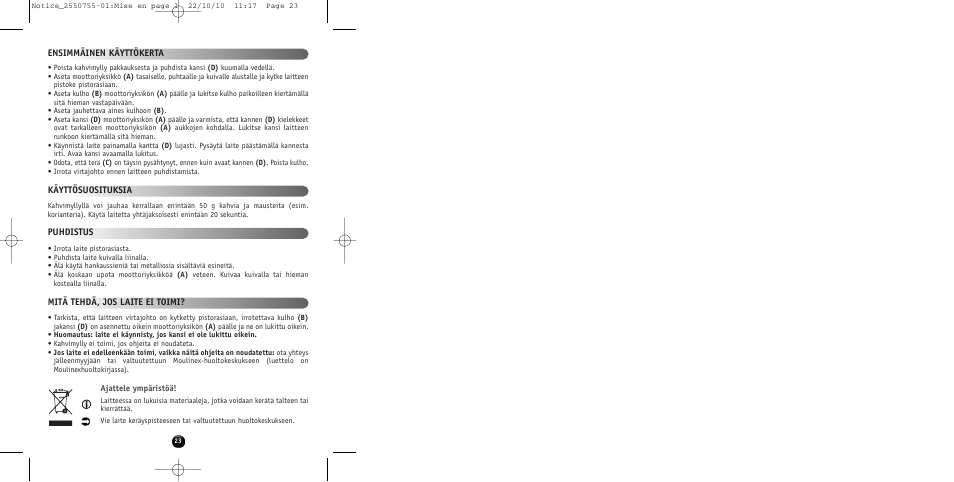 Moulinex KAFFEEMÜHLE AR100G User Manual | Page 25 / 38