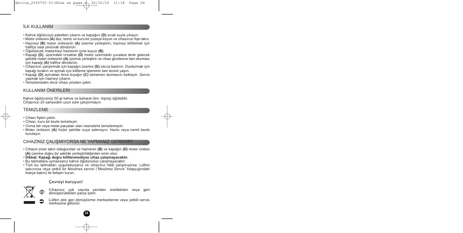 Moulinex KAFFEEMÜHLE AR100G User Manual | Page 30 / 38