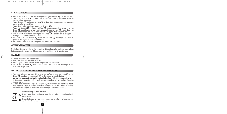 Moulinex KAFFEEMÜHLE AR100G User Manual | Page 8 / 38