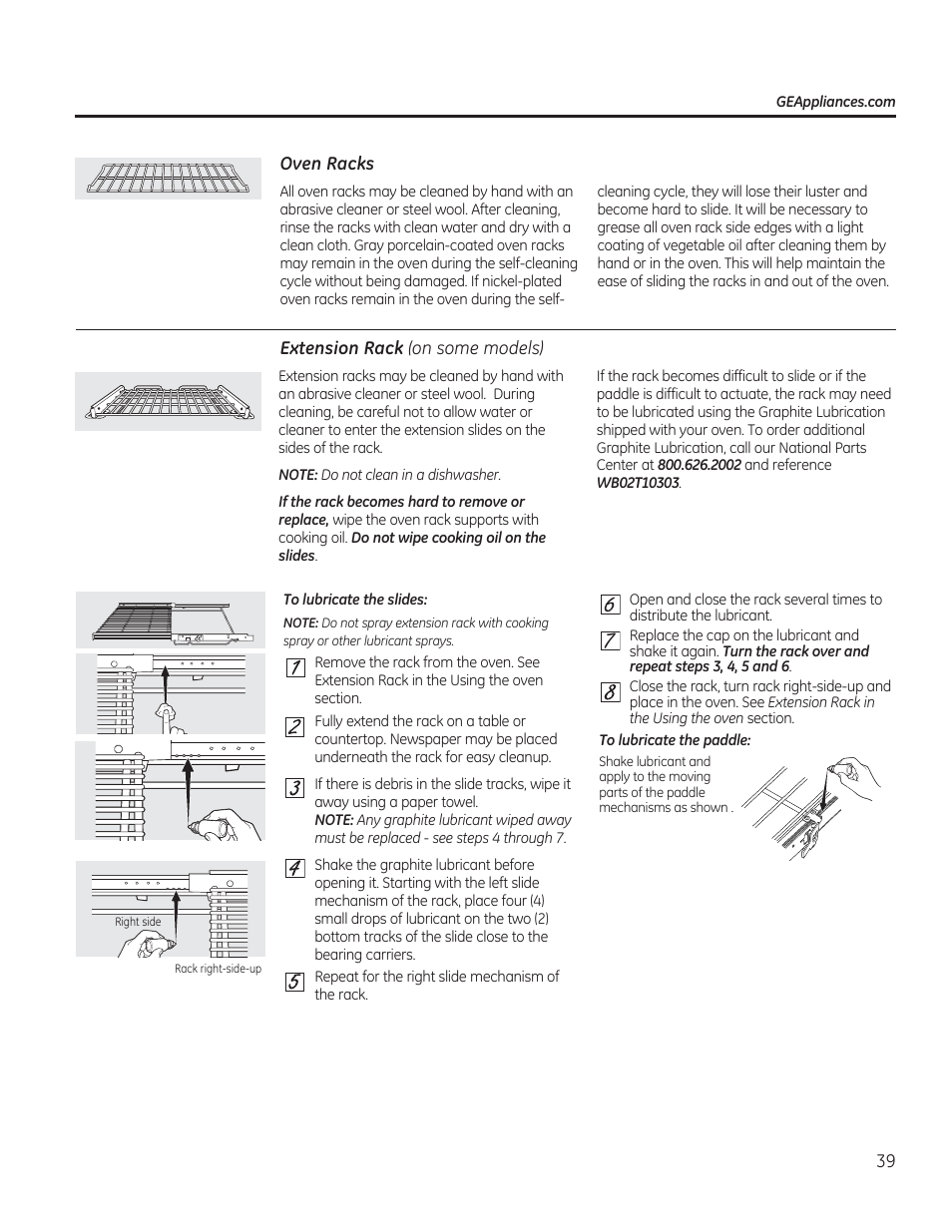 Oven racks | GE CGS975SEDSS User Manual | Page 39 / 128