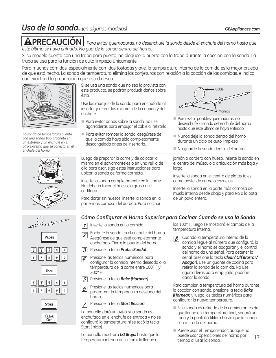 Uso de la sonda, Precaución | GE CGS975SEDSS User Manual | Page 81 / 128