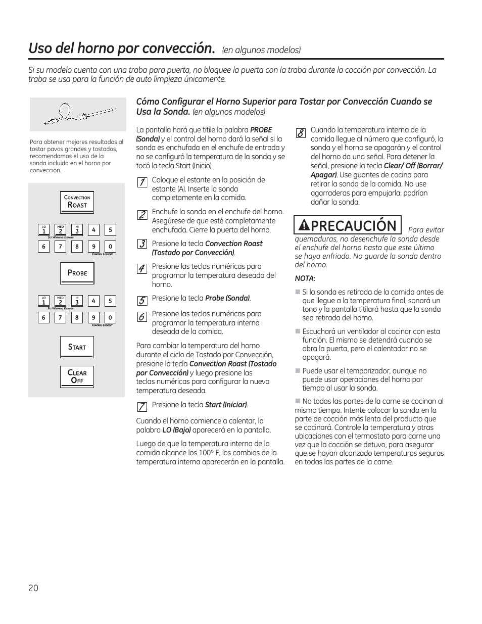 3 [nil] e] el, Uso del horno por convección, Precaución | GE CGS975SEDSS User Manual | Page 84 / 128