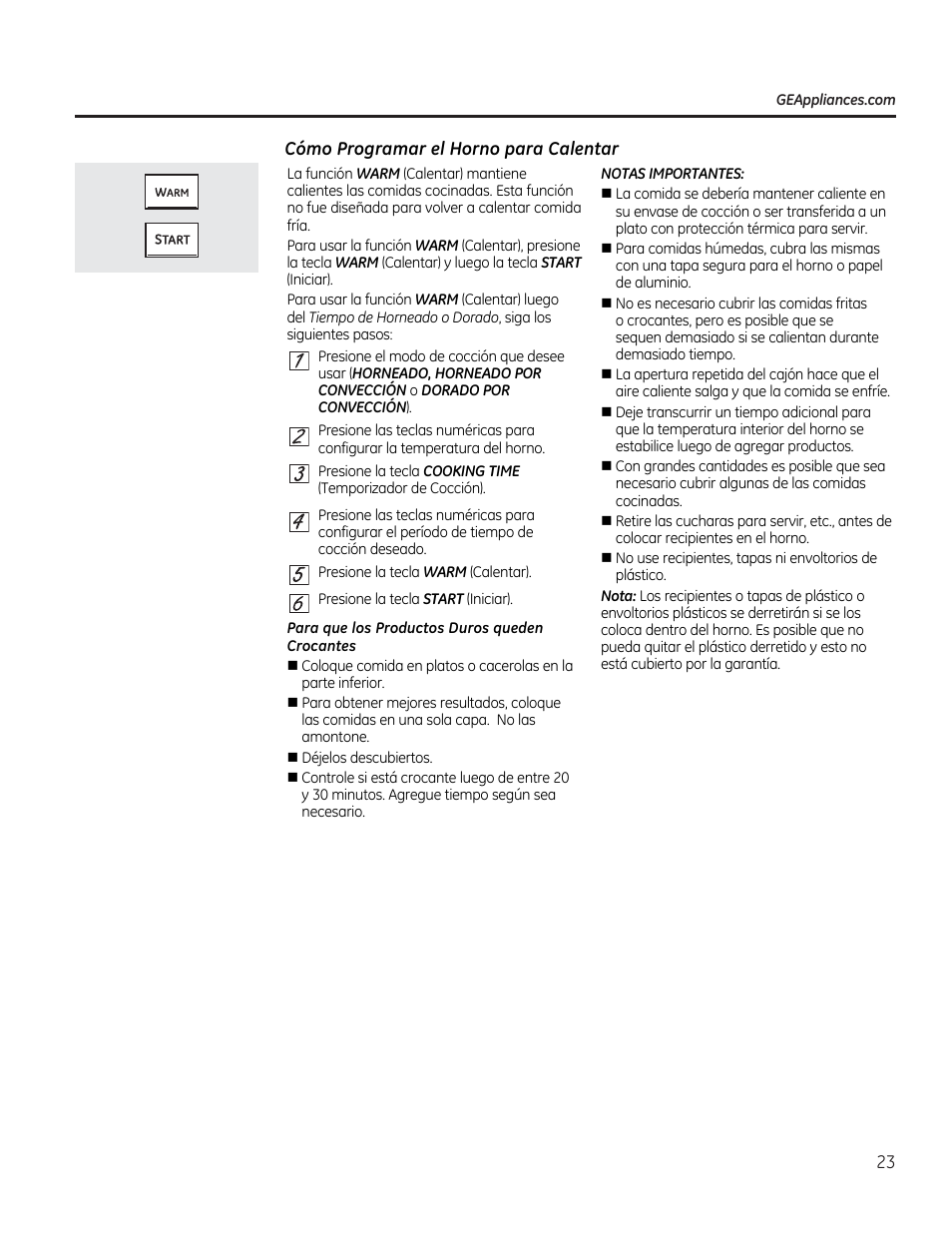 Cómo programar el horno para calentar | GE CGS975SEDSS User Manual | Page 87 / 128