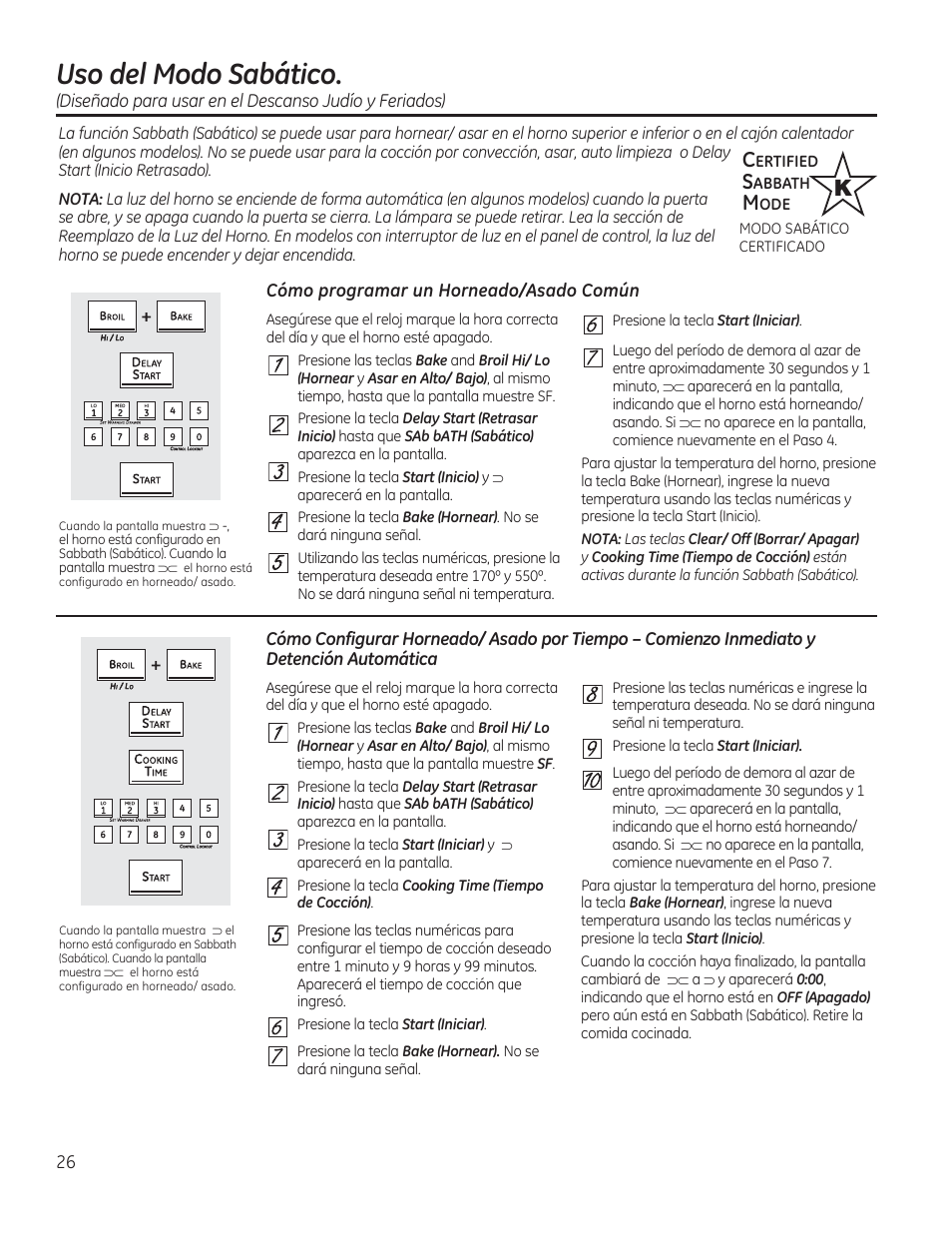 Uso del modo sabàtico, Cómo programar un horneado/asado común, Щшшиш | GE CGS975SEDSS User Manual | Page 90 / 128