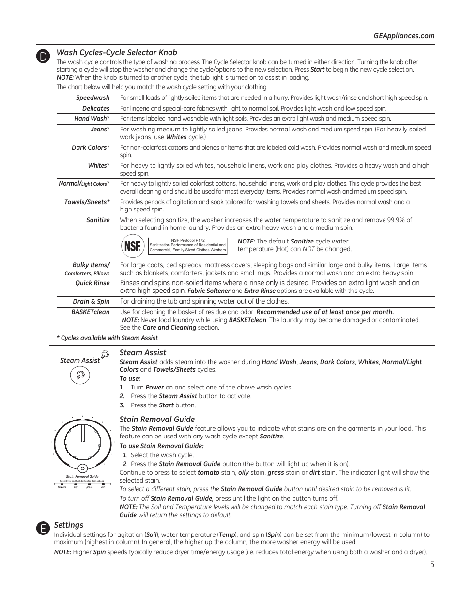 GE GTWS8655DMC User Manual | Page 5 / 36